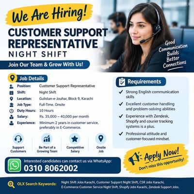 Night Shift Jobs Karachi, Customer Support Night Shift, CSR Jobs