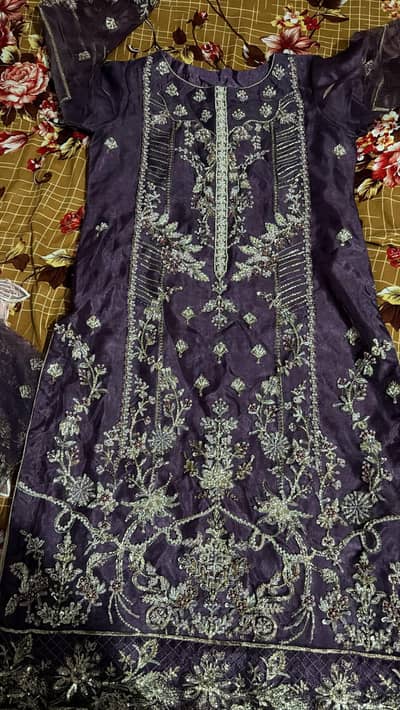 purple net suit silk trouser net dupata new condition 10/10