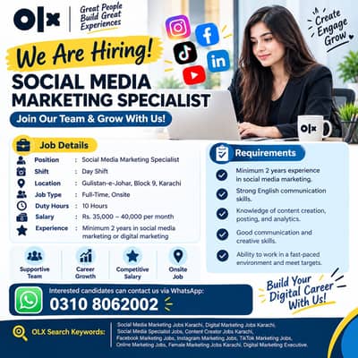 Social Media Marketing Specialist Required – Karachi | Day Shift