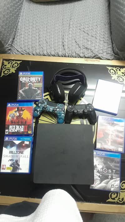 PlayStation 4 Slim 500GB and Bowith Games & Headset