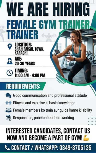 Female gym Manager Required – Gym