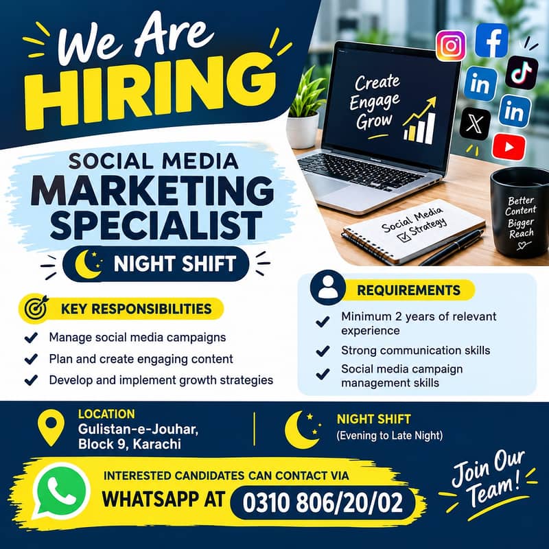 Social Media Marketing Specialist Required – Karachi | Night Shift ...