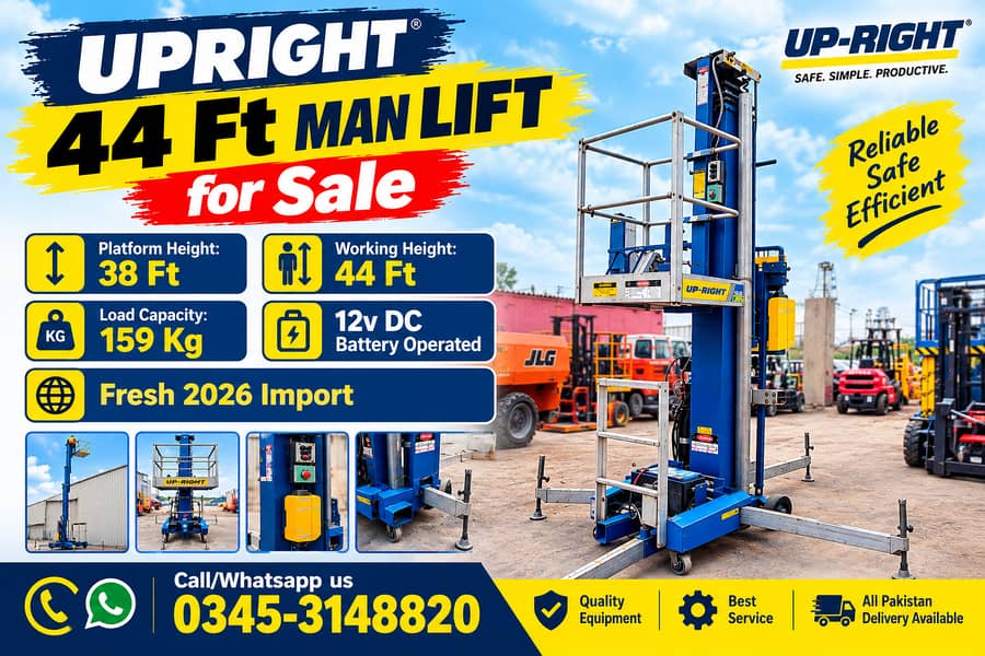 UPRIGHT UL-38 44 Ft Vertical Mast Lift, Man Lift, Scissor Lift 4 Sale ...
