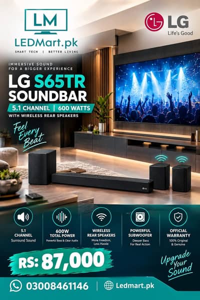 LG SOUND BAR S65T DOLBY AUDIO 600WATTS OFFICIAL WARRANTY