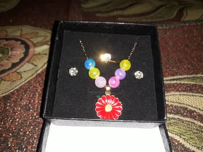 Necklace Set With Earrings & Ring - Gift Box - For Girls*