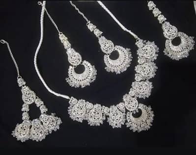 New/Unused Silver Colored Artificial Bridal Jewellery Set