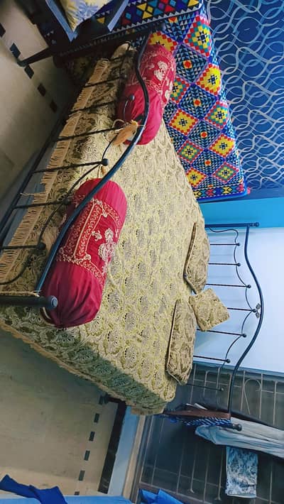 iron bed with spring metress