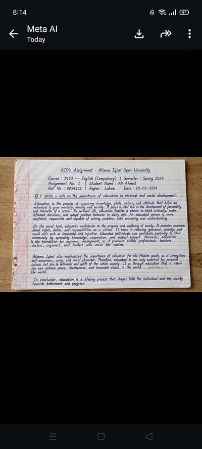 AIOU handwritten assignments neat writing all subjects