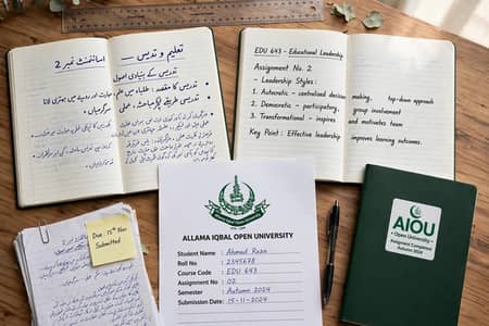 AIOU Assignment Handwritten matric FA BA B. Ed