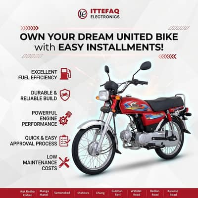 United Bikes on Easy Installments | Ittefaq Electronics Only Lahore