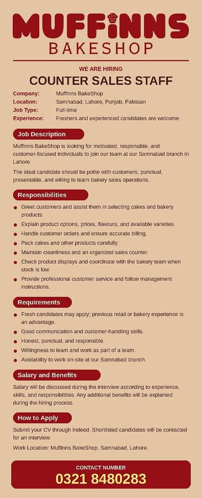 Counter Sale Staff Required (Salesman)