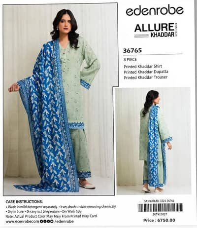 Edenrobe Original 3Pc Suit - Rs 3500