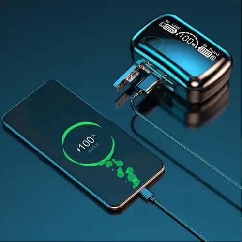 M10 TWS Wireless Bluetooth Earbuds 5.1 with 9D Stereo Bass, LED Digital Display & 2000mAh Charging Case