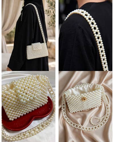 white pearl Handmade  bag