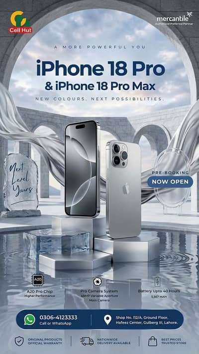 iPhone 18 Pro & 18 Pro Max - Brand New Silver Colour PTA Approved