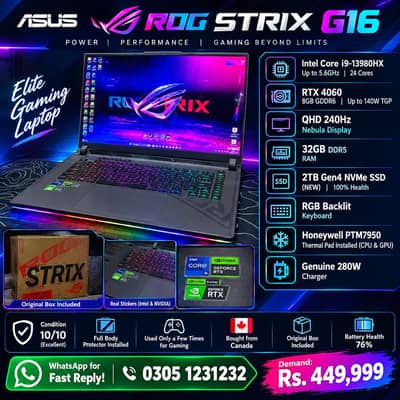 ASUS ROG Strix G16 i9 13th Gen 32GB/2TB RTX4060 2k 240Hz Gaming Laptop