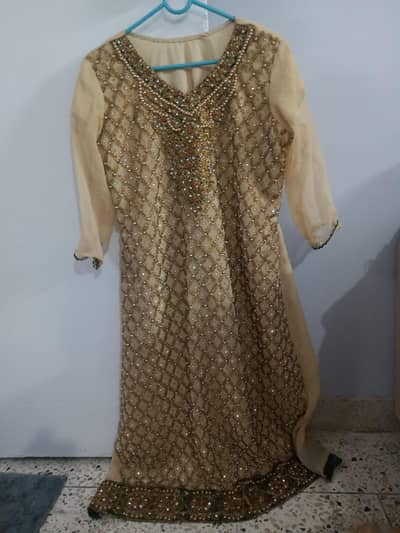 full embroidered maxi , cream and green in contrass