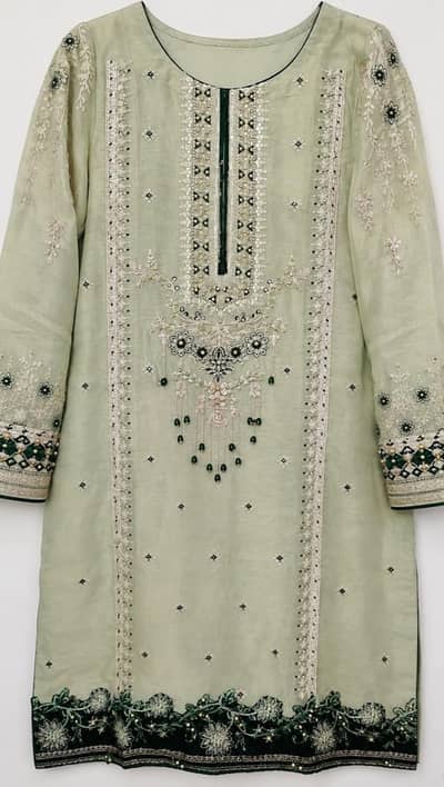 Beautiful Sage green embroidered 3 Piece