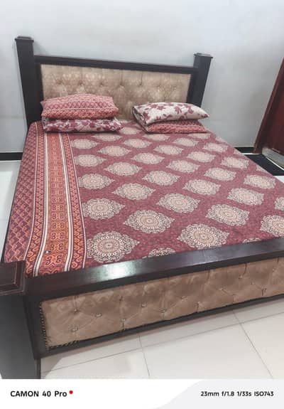 King Size Bed Only Without Mattress and Kids Almirah and 2 Door Almora