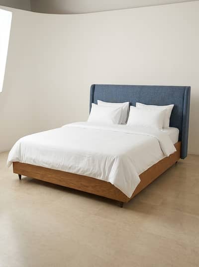 King Size Wooden Bed Set - Modern Wood & Grey Finish