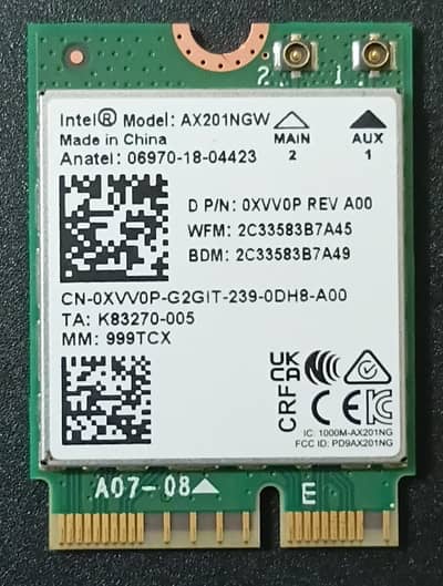 Original Intel Wi-Fi 6 AX201 Card