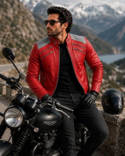 Red Leather jacket full handmade