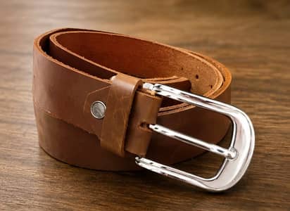 Premium Genuine Leather Brown Belt for Men | Classic Silver Buckle | C