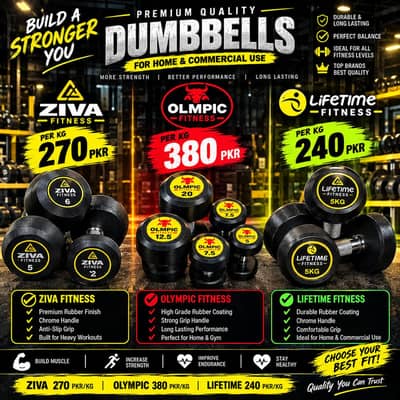 Dumbbells 1–15 KG | Ziva & Lifetime | Wholesale Gym Fitness Weights