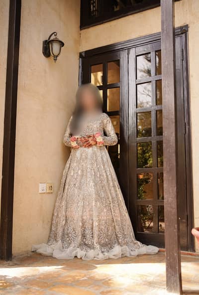 Heavy White Bridal Dress with Pastel Work | Walima & Nikah