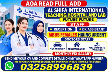 NURSE RECEPTION DR ASSISTANT MBBS FEMALES HIRING URGENT