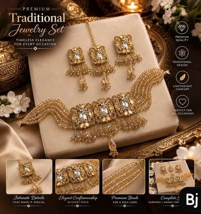 fancy manjoos choker set with earrings and tika for her . best Quality