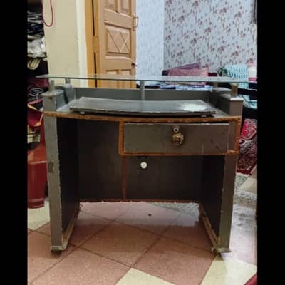 Computer Table With Glass Top- Drawer+ Keyboard Slider +Wheel For Sale
