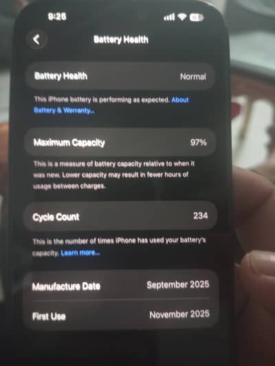 Apple iPhone 17 Pro Max, 256, 97Battery, 234Cycle ,In Warranty,PTA+Box