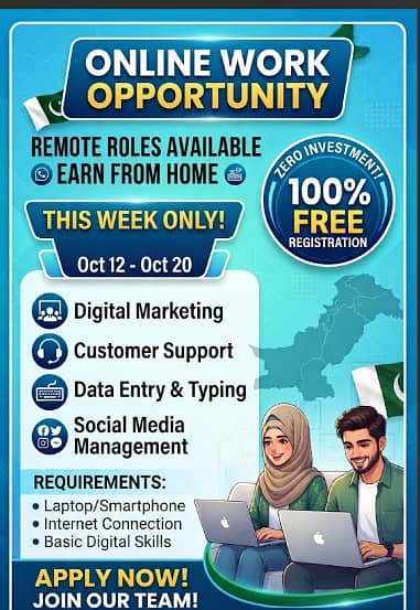 online work from home zero investment till 20th of october