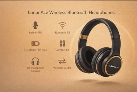 Lunar Ace Wireless Bluetooth Headphone with Mic 0323-2854641