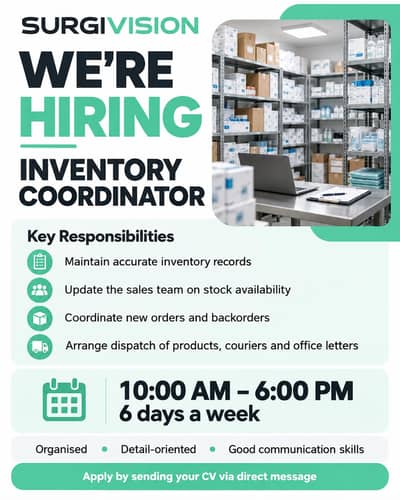 WE’RE HIRING — INVENTORY COORDINATOR