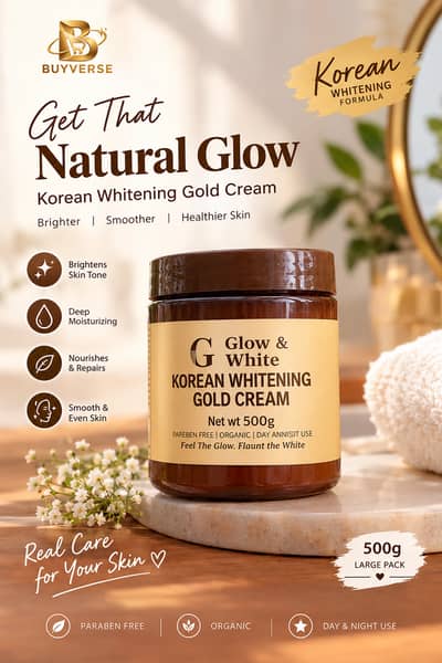 Glow & White Korean Whitening Gold Cream for radiant, bright, and nour
