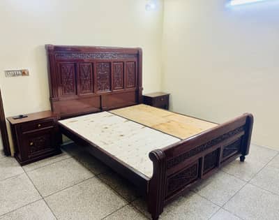 Premium 100% Wooden Bed, side tables and dressing for Sale