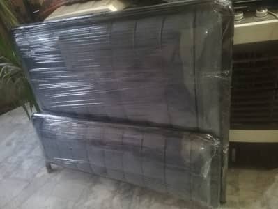 Iron Double Bed Set with 2 Side Tables Velvet Poshish