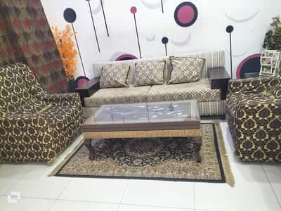 5 Seater Sofa Set + Center Table for Sale