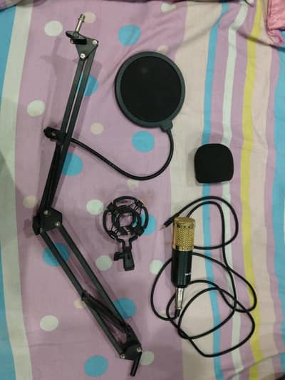 BM 800 condenser microphone + Live sound card+ mic stand
