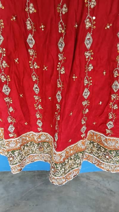 ​Beautiful Red Heavy Embroidery Bridal / Wedding Wear Lehenga for Sale