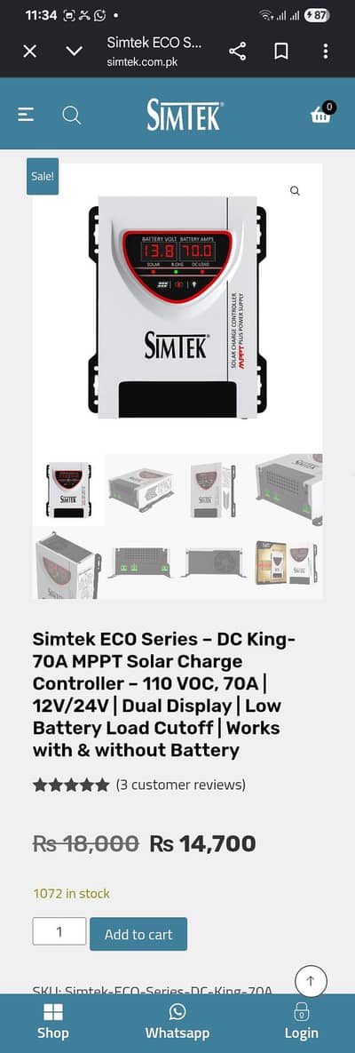 simtek DC King 70A MPPT Solar Charge controller