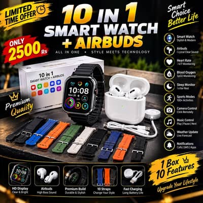 Smart Watch 10 in 1 with Airbuds