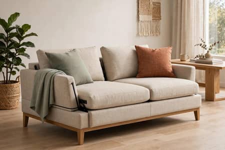 sofa combed wooden and sheets