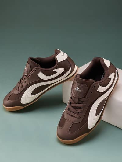 Campus Brown & White Casual Sneakers – Stylish & Comfortable