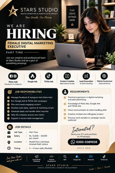Female Digital Marketing Executive – Part Time