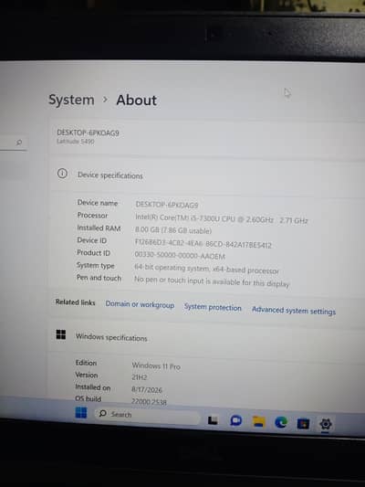 Dell i5 8th Laptop for you 8gb. 512ssd latitude 5490