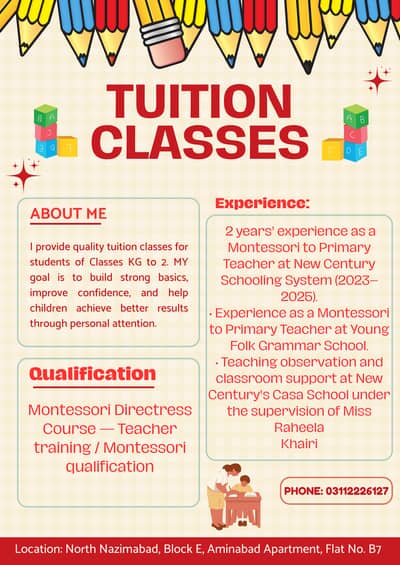 Tution Classes for KG to Class 2 II