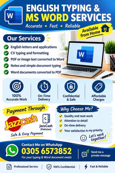 ENGLISH TYPING & MS WORD SERVICES
